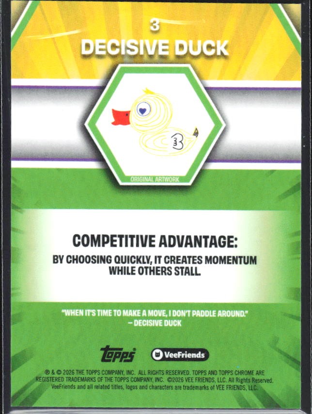 Decisive Duck 2026 Topps Chrome VeeFriends #3 – baksida