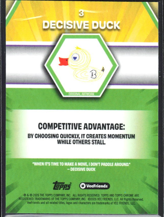 Decisive Duck 2026 Topps Chrome VeeFriends #3 – baksida