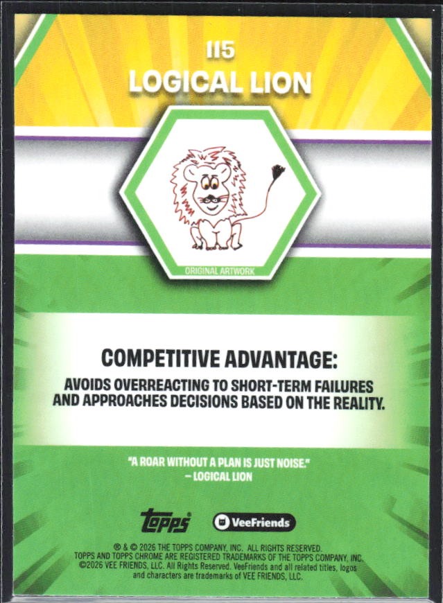 Logical Lion 2026 Topps Chrome VeeFriends #115 – baksida