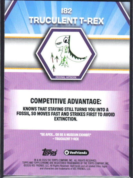 Truculent T-Rex 2026 Topps Chrome VeeFriends #182 – baksida