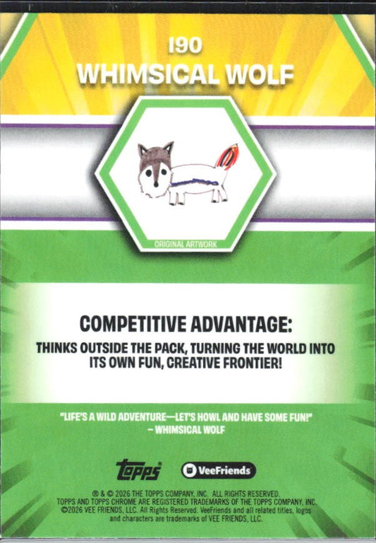 Whimsical Wolf 2026 Topps Chrome VeeFriends #190 – baksida