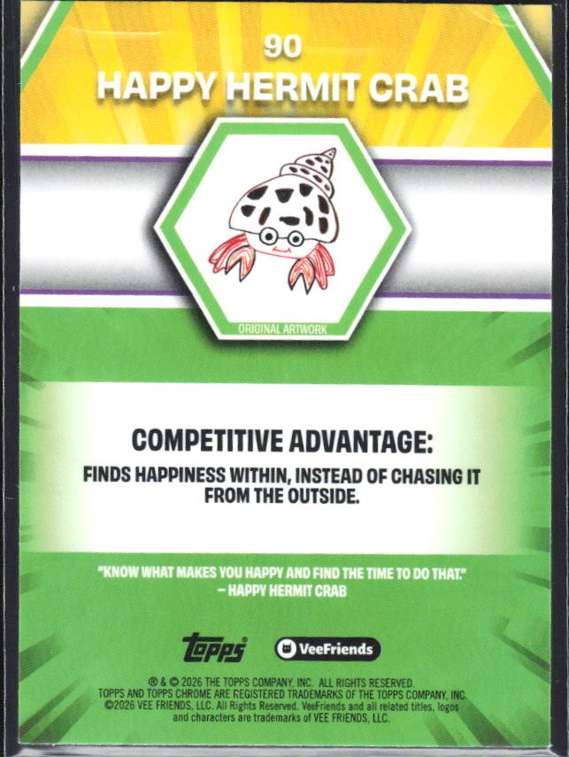 Happy Hermit Crab 2026 Topps Chrome VeeFriends #90 – baksida