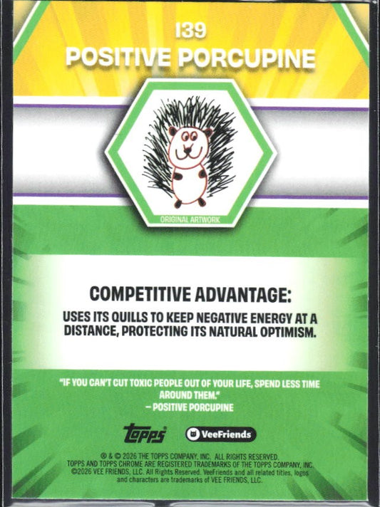 Positive Porcupine 2026 Topps Chrome VeeFriends #139 – baksida