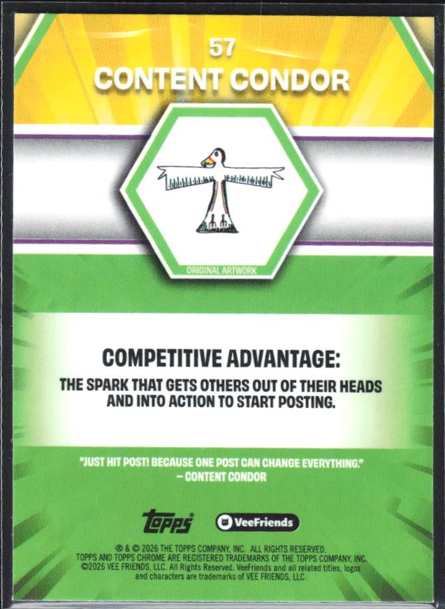 Content Condor 2026 Topps Chrome VeeFriends #57 – baksida
