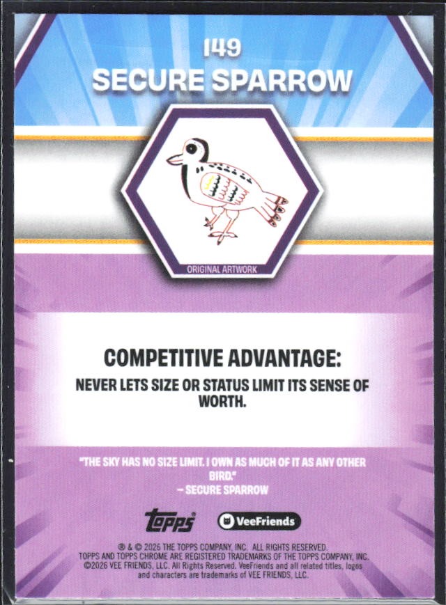 Secure Sparrow 2026 Topps Chrome VeeFriends #149 – baksida