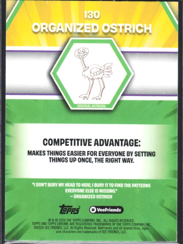 Organized Ostrich 2026 Topps Chrome VeeFriends #130 – baksida
