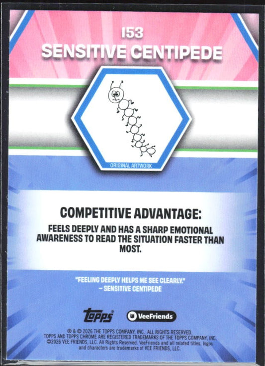 Sensitive Centipede 2026 Topps Chrome VeeFriends #153 – baksida