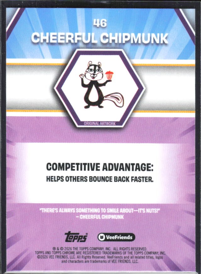 Cheerful Chipmunk 2026 Topps Chrome VeeFriends #46 – baksida