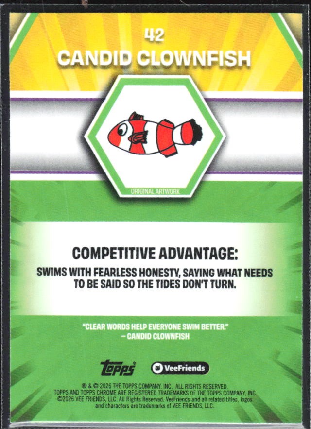 Candid Clownfish 2026 Topps Chrome VeeFriends #42 – baksida