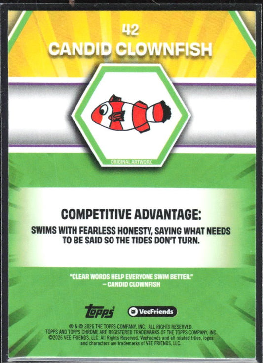 Candid Clownfish 2026 Topps Chrome VeeFriends #42 – baksida