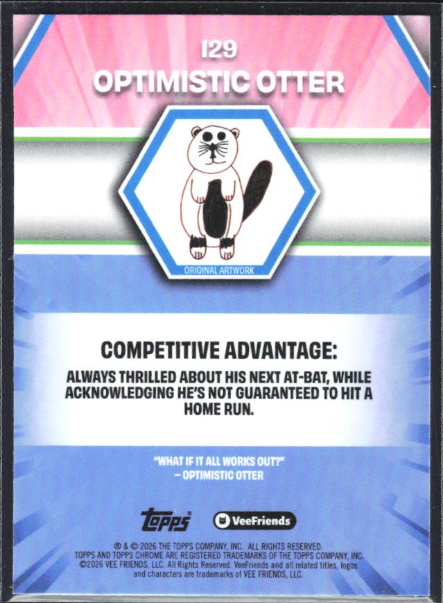 Optimistic Otter 2026 Topps Chrome VeeFriends #129 – baksida