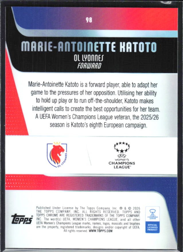 Marie-Antoinette Katoto 2025-26 Topps Chrome UWCL #98 – baksida