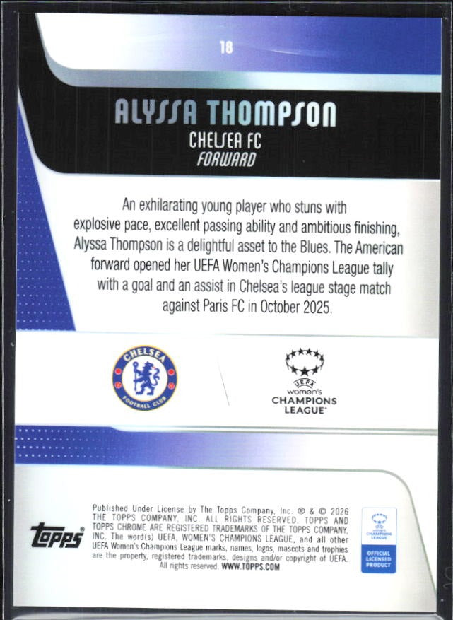 Alyssa Thompson 2025-26 Topps Chrome UWCL #10 – baksida