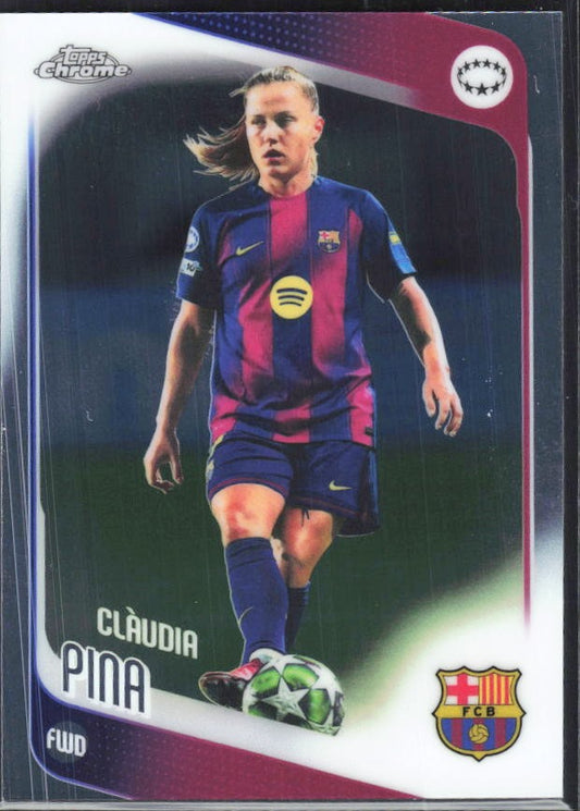 Clàudia Pina 2025-26 Topps Chrome UWCL #22 – framsida