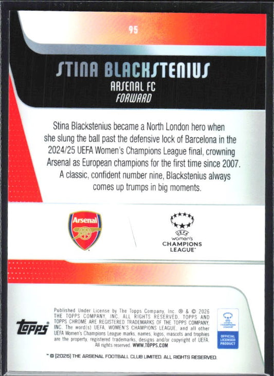 Stina Blackstenius 2025-26 Topps Chrome UWCL #95 – baksida