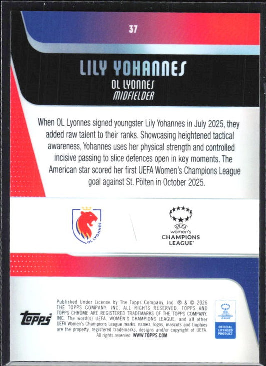 Lily Yohannes 2025-26 Topps Chrome UWCL #37 – baksida