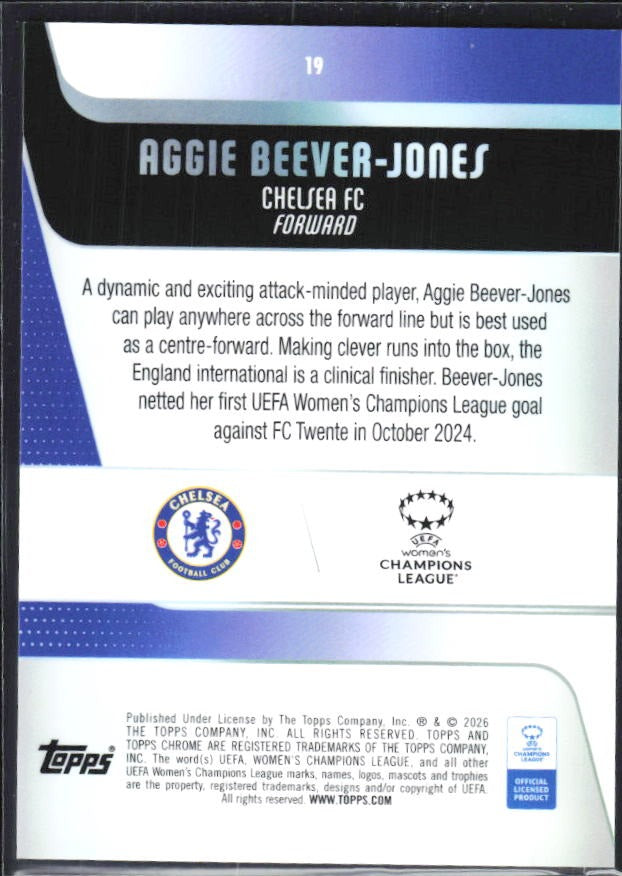 Aggie Beever-Jones 2025-26 Topps Chrome UWCL #19 – baksida