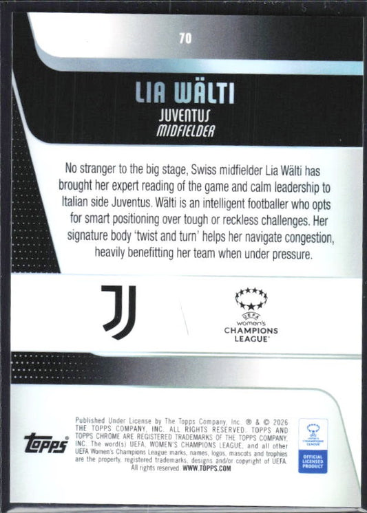 Lia Wälti 2025-26 Topps Chrome UWCL #70 – baksida