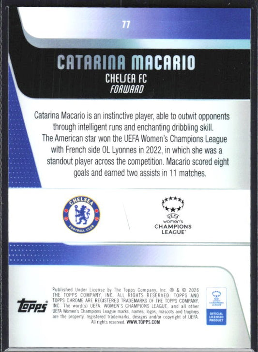 Catarina Macario 2025-26 Topps Chrome UWCL #77 – baksida