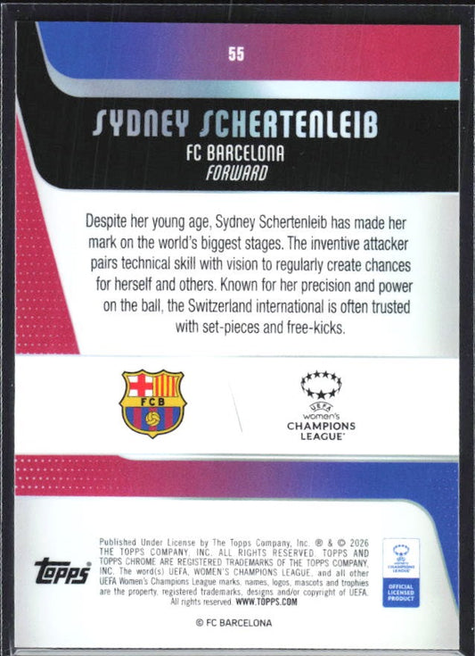 Sydney Schertenleib 2025-26 Topps Chrome UWCL Future Stars #55 – baksida