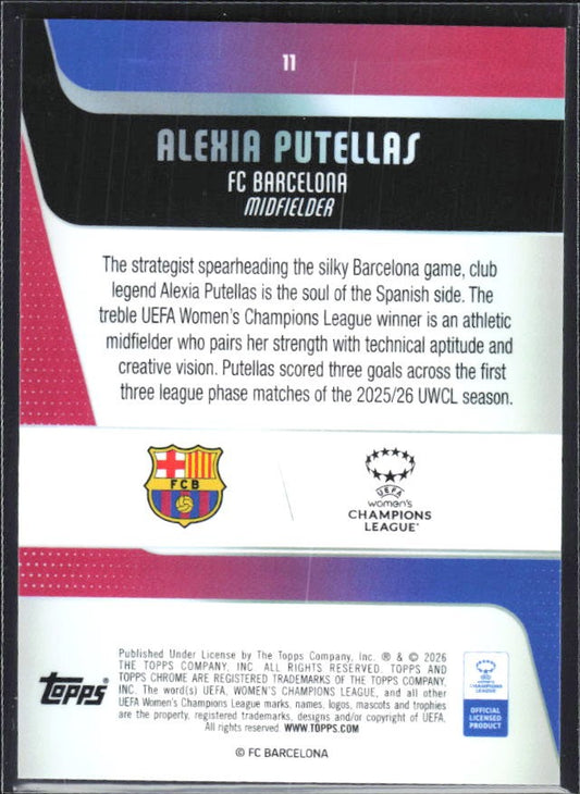 Alexia Putellas 2025-26 Topps Chrome UWCL #11 – baksida