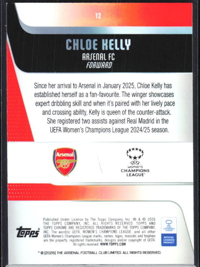 Chloe Kelly 2025-26 Topps Chrome UWCL #12 – baksida