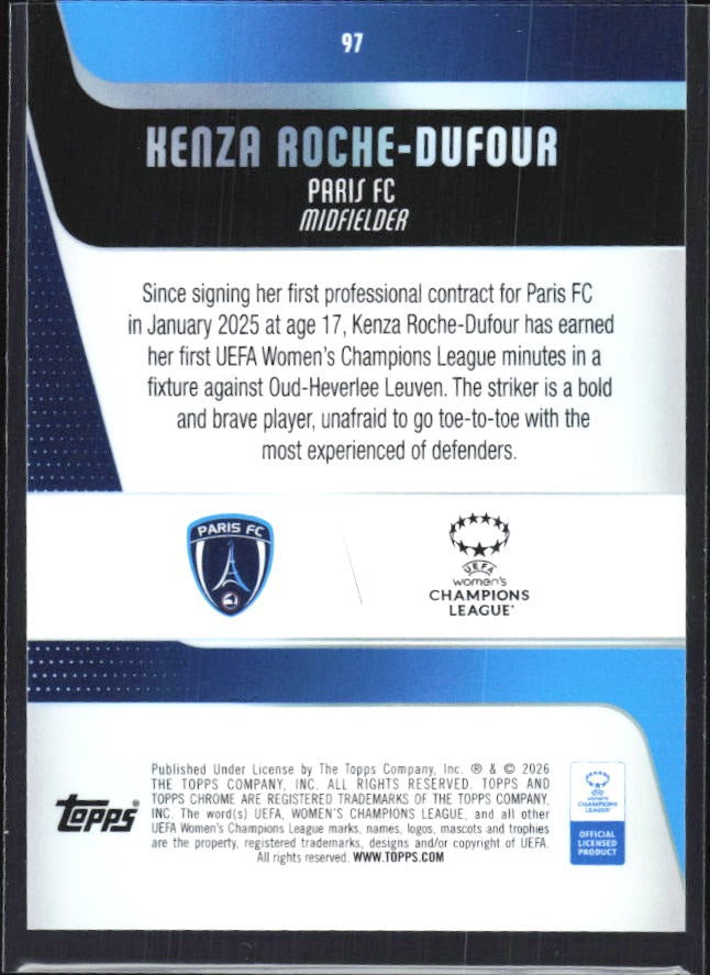 Kenza Roche-Dufour 2025-26 Topps Chrome UWCL #97 – baksida