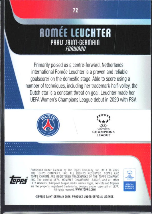 Romée Leuchter 2025-26 Topps Chrome UWCL #72 – baksida