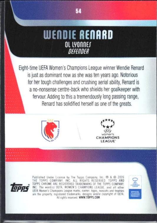 Wendie Renard 2025-26 Topps Chrome UWCL #54 – baksida