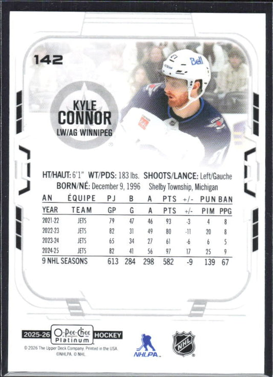 Kyle Connor 2025-26 O-Pee-Chee Platinum #142 – baksida