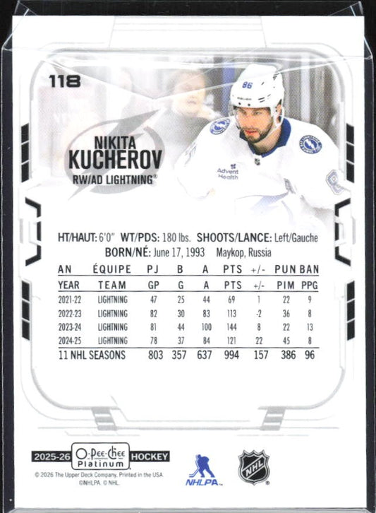 Nikita Kucherov 2025-26 O-Pee-Chee Platinum #118 – baksida