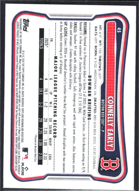 Connelly Early 2026 Bowman #45 – baksida