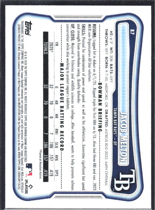 Jacob Melton 2026 Bowman #87 – baksida