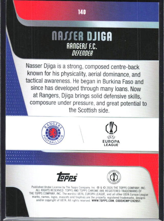 Nasser Djiga 2025-26 Topps Chrome UCC #140 – baksida