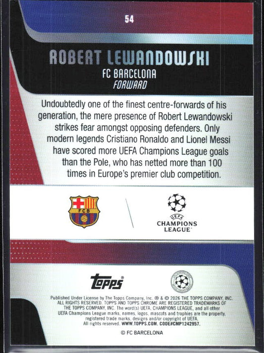 Robert Lewandowski 2025-26 Topps Chrome UCC #54 – baksida