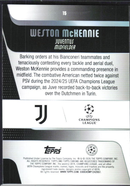 Weston McKennie 2025-26 Topps Chrome UCC #15 – baksida