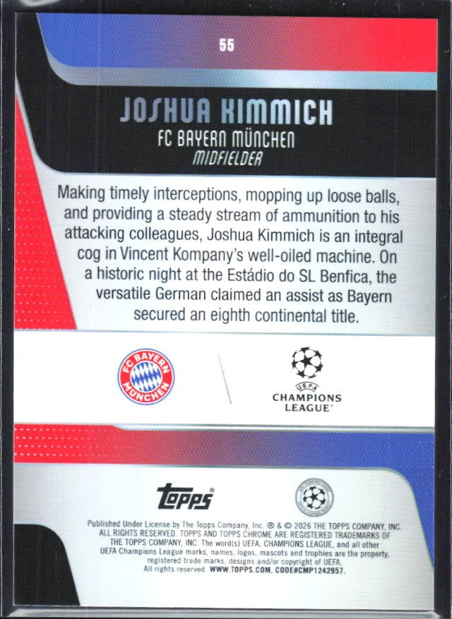 Joshua Kimmich 2025-26 Topps Chrome UCC #55 – baksida