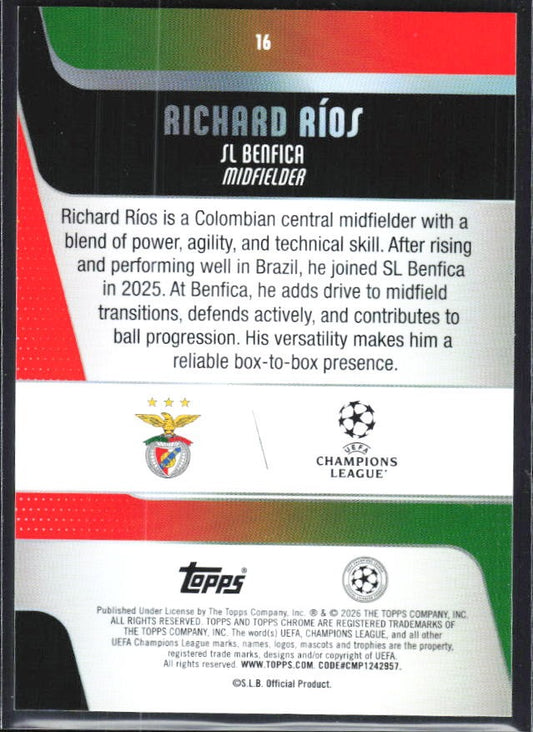 Richard Ríos 2025-26 Topps Chrome UCC #16 – baksida