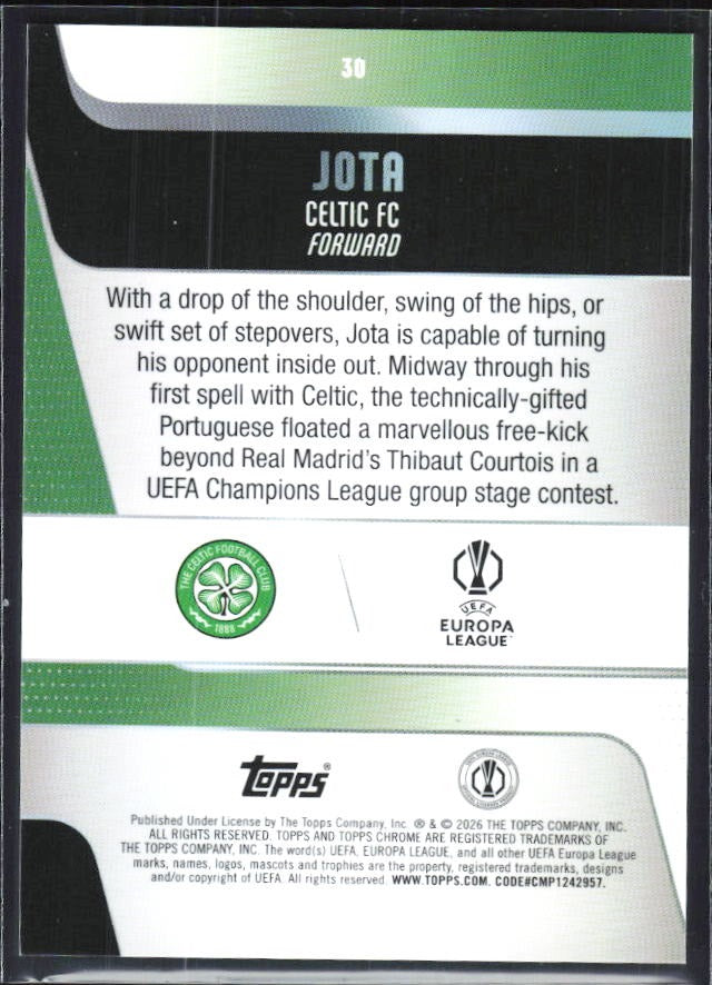 Jota 2025-26 Topps Chrome UCC #30 – baksida