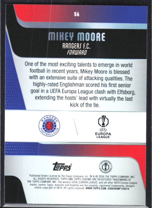 Mikey Moore 2025-26 Topps Chrome UCC Future Stars #56 – baksida