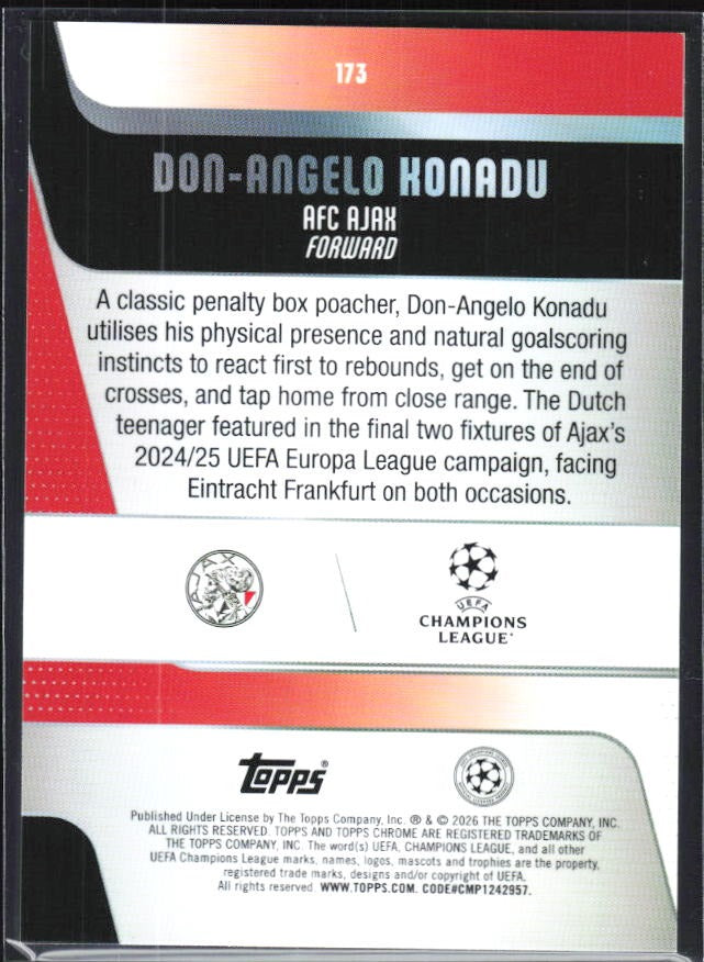 Don-Angelo Konadu 2025-26 Topps Chrome UCC #173 – baksida
