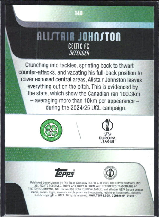 Alistair Johnston 2025-26 Topps Chrome UCC #148 – baksida