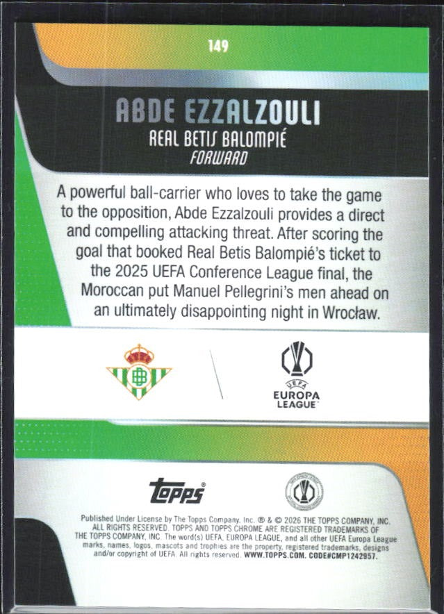 Abde Ezzalzouli 2025-26 Topps Chrome UCC #149 – baksida