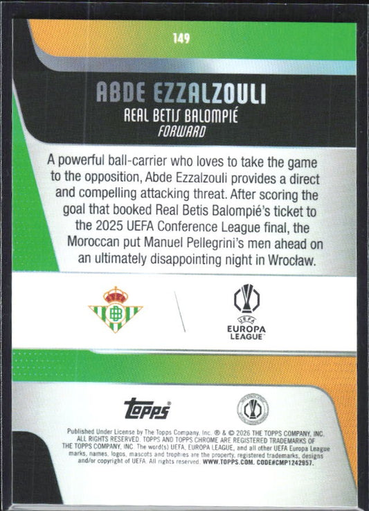 Abde Ezzalzouli 2025-26 Topps Chrome UCC #149 – baksida