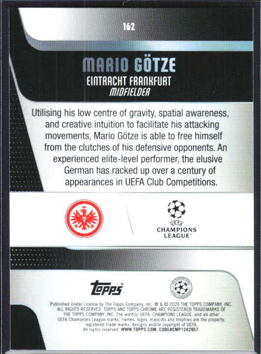 Mario Götze 2025-26 Topps Chrome UCC #162 – baksida