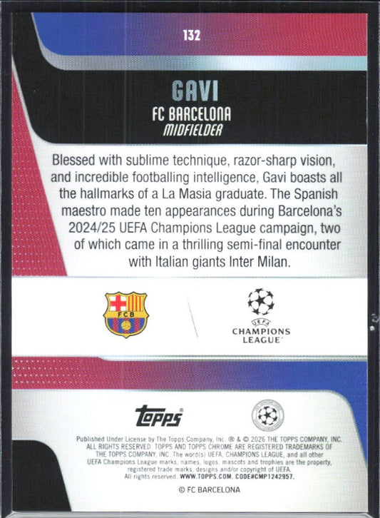 Gavi 2025-26 Topps Chrome UCC #132 – baksida