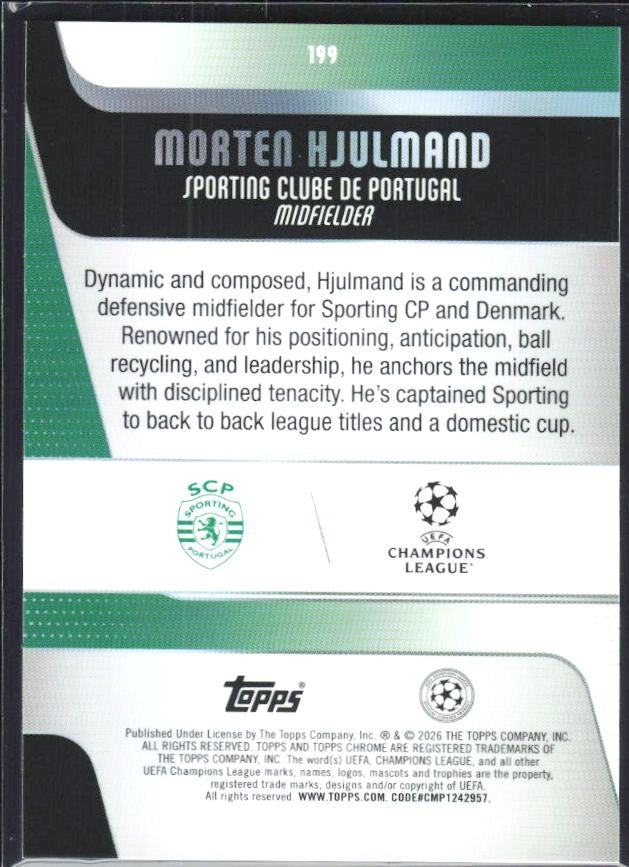 Morten Hjulmand 2025-26 Topps Chrome UCC #199 – baksida
