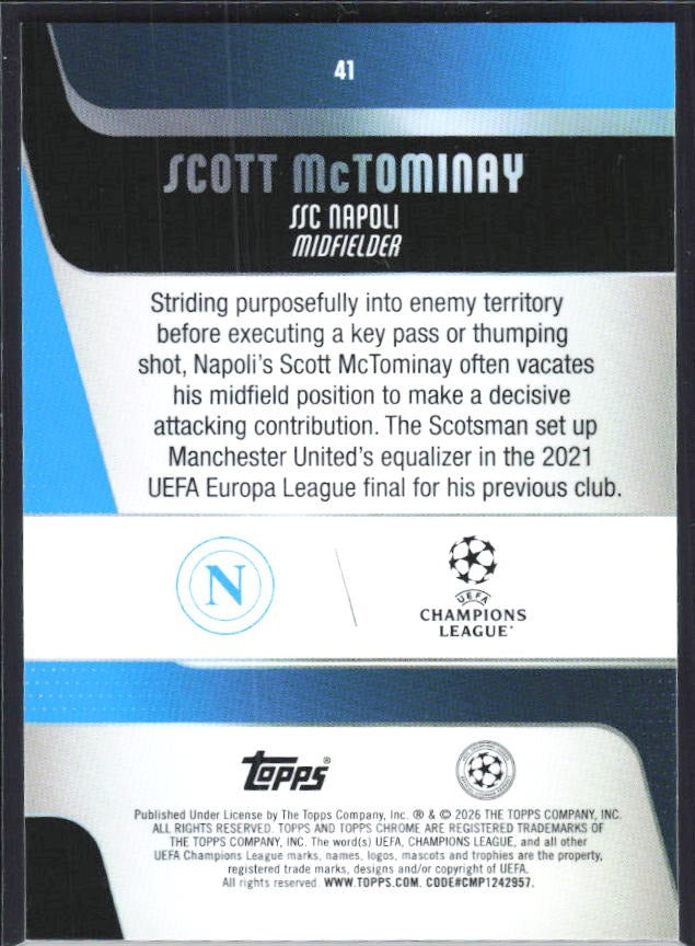 Scott McTominay 2025-26 Topps Chrome UCC #41 – baksida
