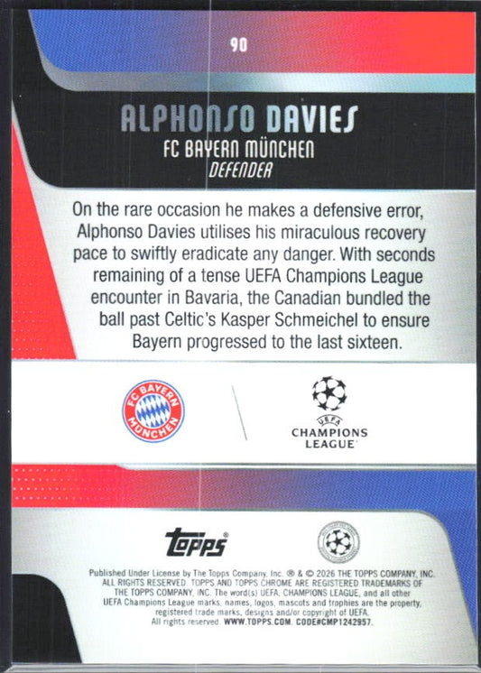 Alphonso Davies 2025-26 Topps Chrome UCC #90 – baksida