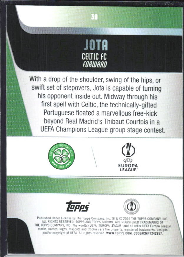 Jota 2025-26 Topps Chrome UCC #30 – baksida